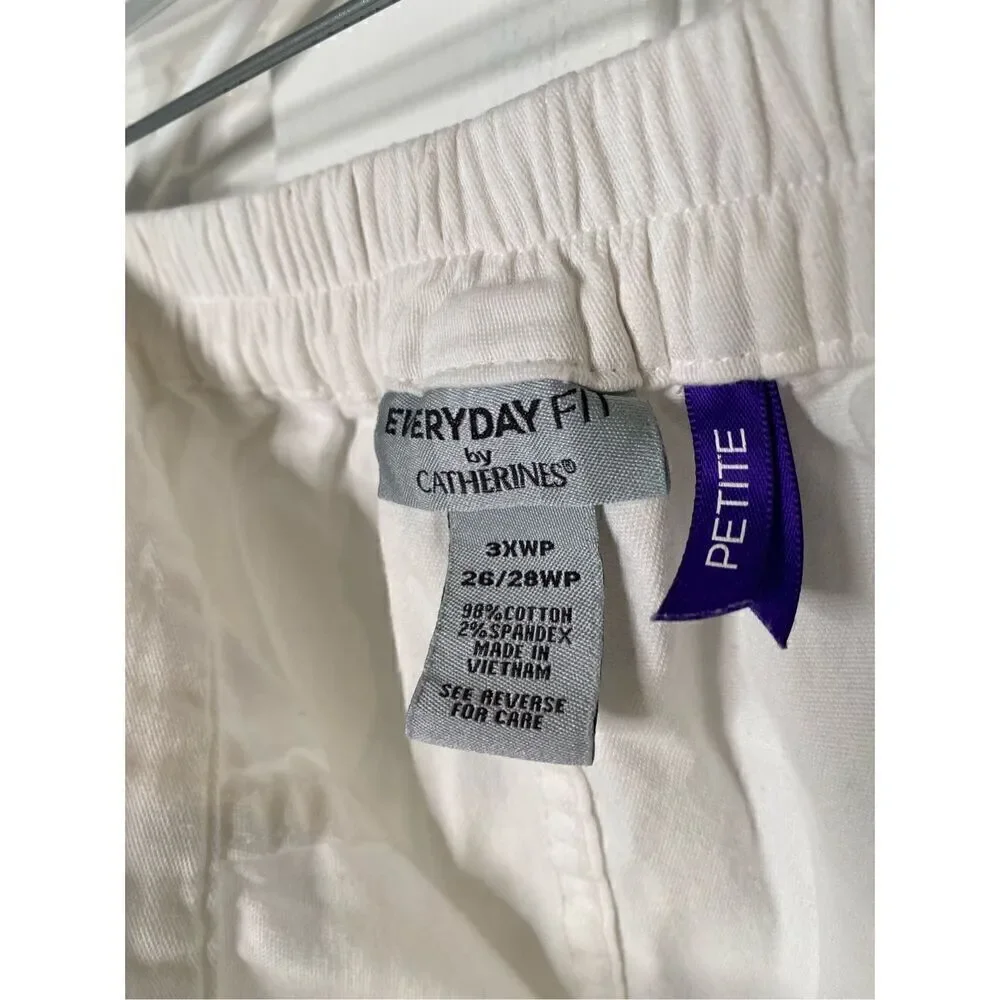 Catherines Everyday Fit Womens Pant 3XWP White Pull On Elastic Waist Denim Jeans